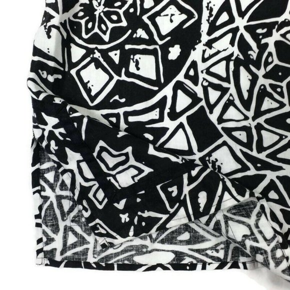 Style & Co Black White Tile Print 3/4 Sleeve 100% Linen Tunic Top Womens 24W NWT - Picture 6 of 13